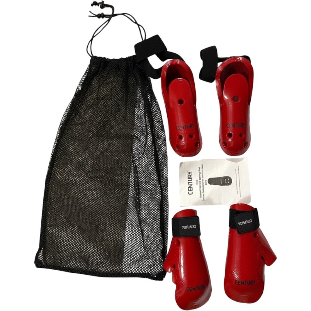Century Martial Arts 4 pc Sparring Set Red Dipped Foam Boots Size 5/6 Gloves S